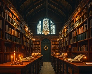 narrative storytelling, engaging curiosity, captivates, photorealistic, inside an ancient library filled with floating books and twinkling lights, highly detailed, with pages turning magically, 8k resolution, warm browns and golds, candlelit ambiance, shot with a 50mm lens.